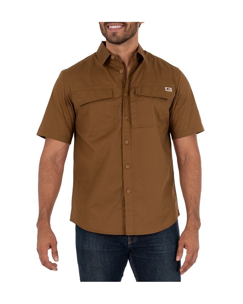 Men's Short Sleeve Ventilated Back Flex Performance Ripstop Work Shirt Brown $16.45 Shirts