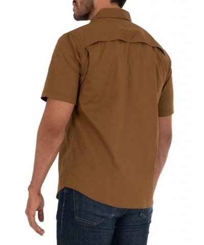 Men's Short Sleeve Ventilated Back Flex Performance Ripstop Work Shirt Brown $16.45 Shirts