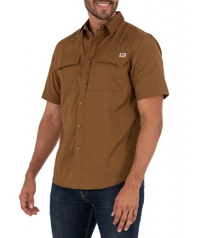 Men's Short Sleeve Ventilated Back Flex Performance Ripstop Work Shirt Brown $16.45 Shirts