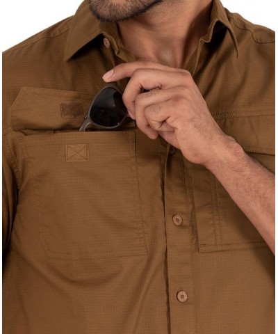 Men's Short Sleeve Ventilated Back Flex Performance Ripstop Work Shirt Brown $16.45 Shirts