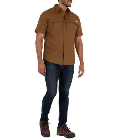 Men's Short Sleeve Ventilated Back Flex Performance Ripstop Work Shirt Brown $16.45 Shirts