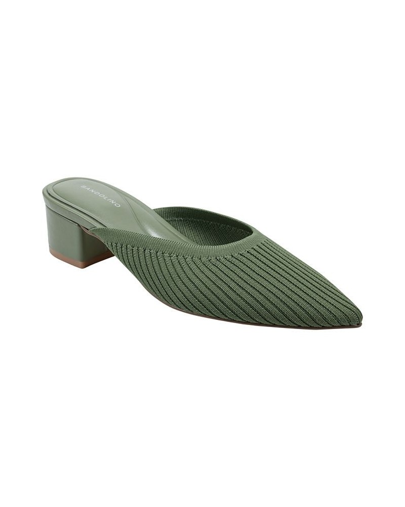 Women's Teddy Pointy Toe Block Heel Slip On Mules Green $47.17 Shoes