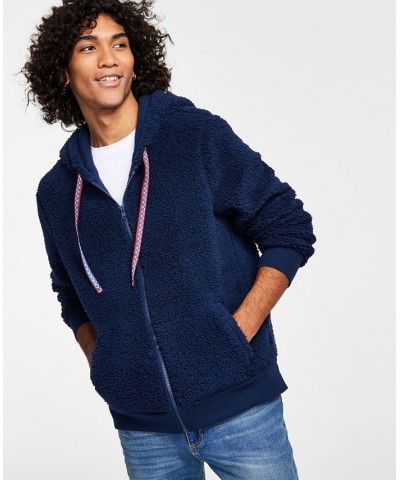 Men's Regular-Fit Full-Zip Sherpa Hoodie Blue $15.26 Sweatshirt