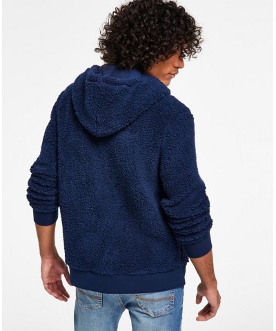 Men's Regular-Fit Full-Zip Sherpa Hoodie Blue $15.26 Sweatshirt