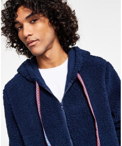 Men's Regular-Fit Full-Zip Sherpa Hoodie Blue $15.26 Sweatshirt