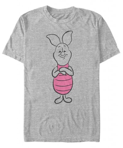 Men's Basic Sketch Piglet Short Sleeve T-Shirt Gray $15.75 T-Shirts