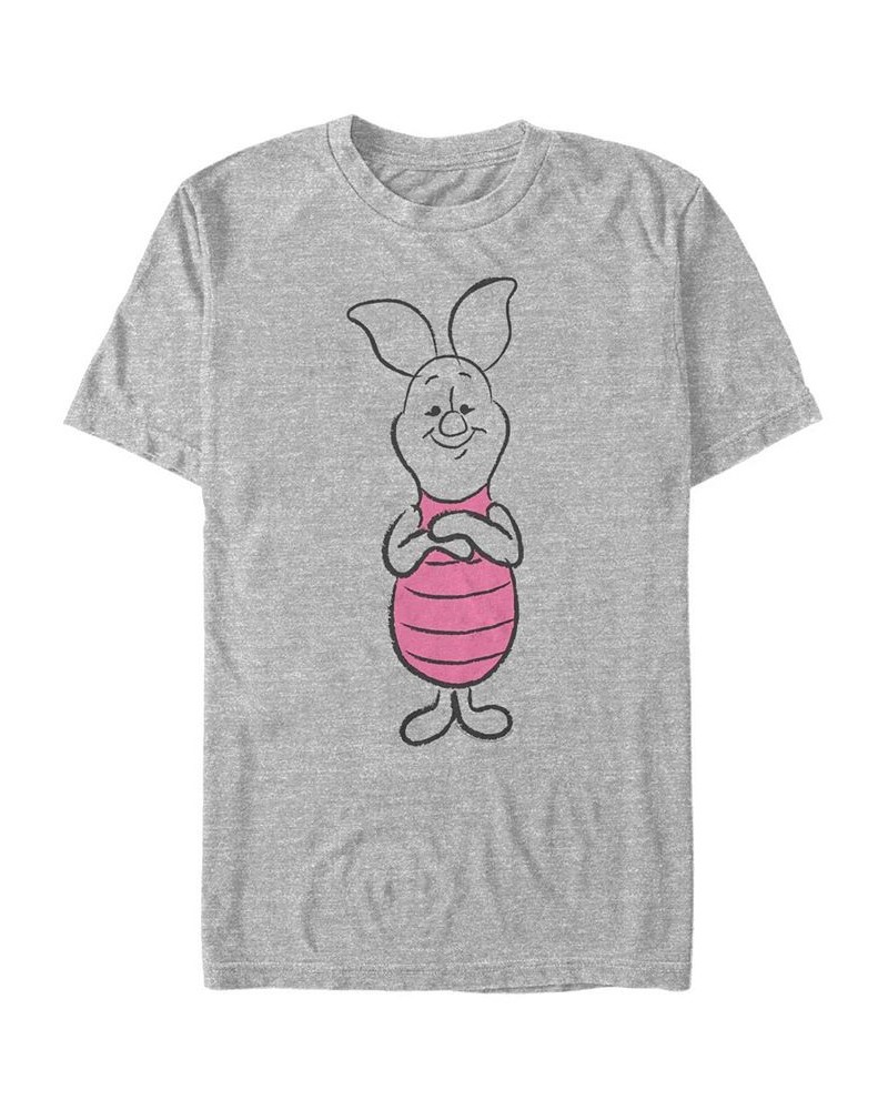 Men's Basic Sketch Piglet Short Sleeve T-Shirt Gray $15.75 T-Shirts