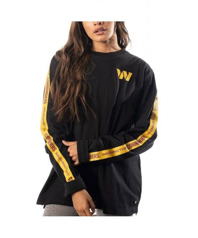 Men's and Women's Black Washington Commanders Oversized Long Sleeve T-shirt $33.11 Tops