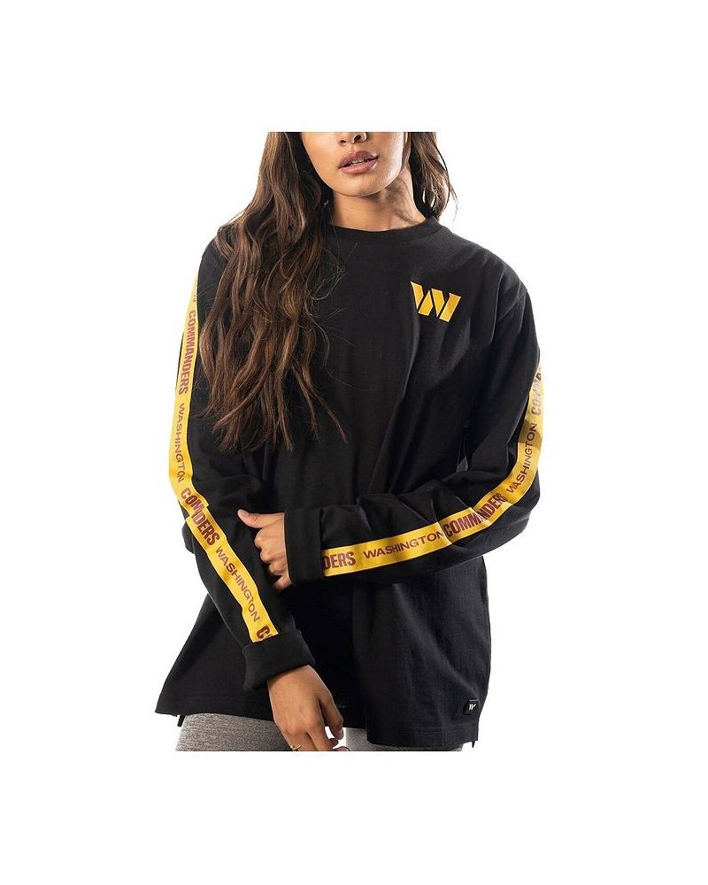 Men's and Women's Black Washington Commanders Oversized Long Sleeve T-shirt $33.11 Tops