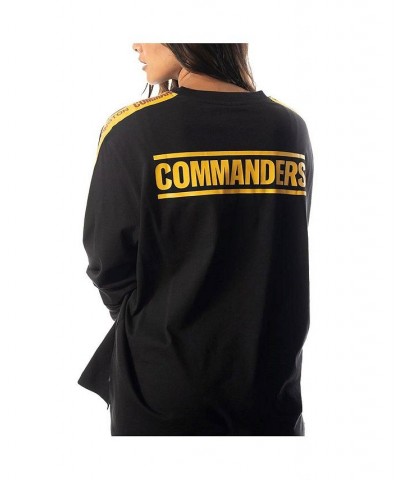 Men's and Women's Black Washington Commanders Oversized Long Sleeve T-shirt $33.11 Tops