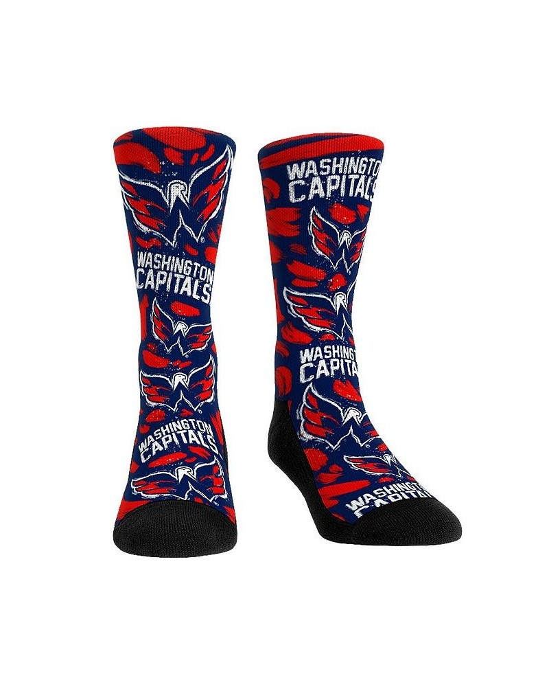 Men's and Women's Socks Washington Capitals Allover Logo and Paint Crew Socks $13.80 Socks