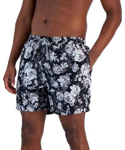 Men's Roscoe Quick-Dry Floral-Print 5" Swim Trunks Black $17.09 Swimsuits