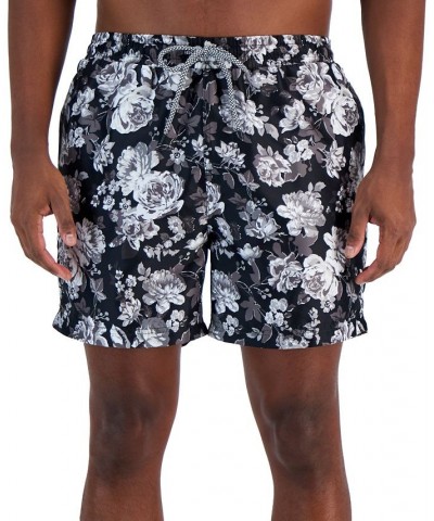 Men's Roscoe Quick-Dry Floral-Print 5" Swim Trunks Black $17.09 Swimsuits