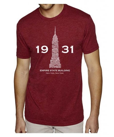 Men's Premium Word Art T-shirt - Empire State Building Red $21.60 T-Shirts