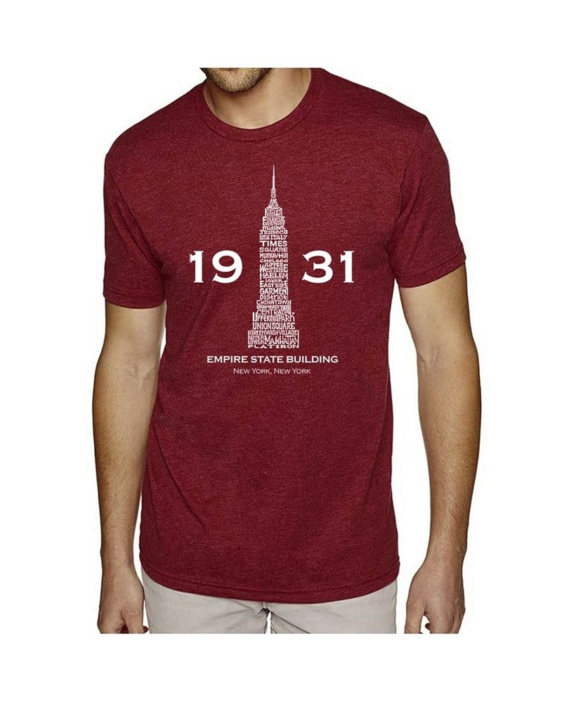 Men's Premium Word Art T-shirt - Empire State Building Red $21.60 T-Shirts