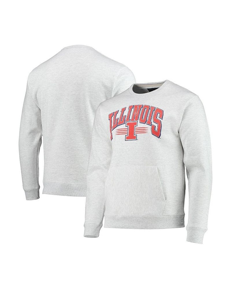 Men's Heathered Gray Illinois Fighting Illini Upperclassman Pocket Pullover Sweatshirt $35.25 Sweatshirt