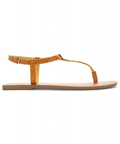 Krisleyy T-Strap Slingback Flat Sandals Yellow $19.11 Shoes