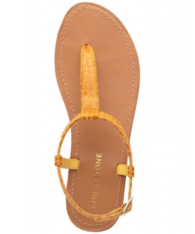 Krisleyy T-Strap Slingback Flat Sandals Yellow $19.11 Shoes