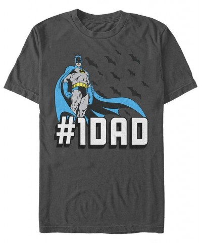 Men's Batman Bat Dad Short Sleeve T-shirt Gray $20.64 T-Shirts