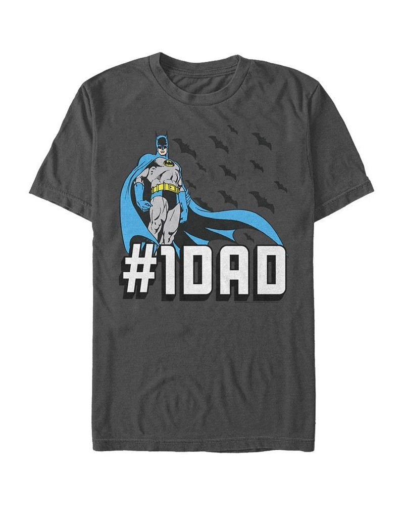 Men's Batman Bat Dad Short Sleeve T-shirt Gray $20.64 T-Shirts