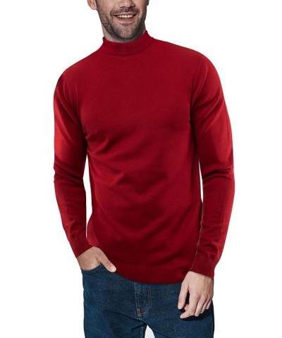 Men's Basic Mock Neck Midweight Pullover Sweater Jester Red $35.10 Sweaters