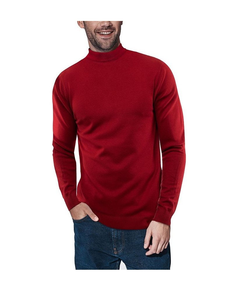 Men's Basic Mock Neck Midweight Pullover Sweater Jester Red $35.10 Sweaters