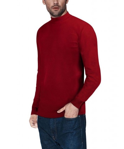 Men's Basic Mock Neck Midweight Pullover Sweater Jester Red $35.10 Sweaters