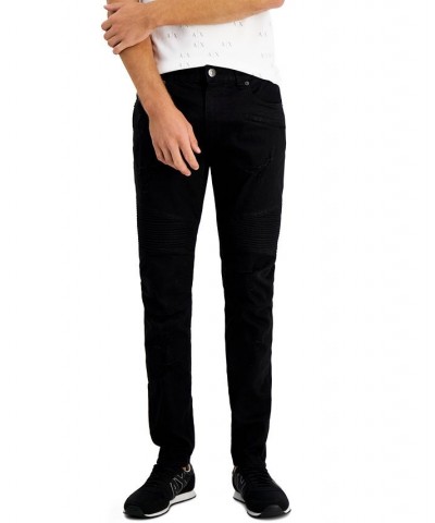 Men's 5 Pocket Moto Skinny Jeans Black $40.12 Jeans