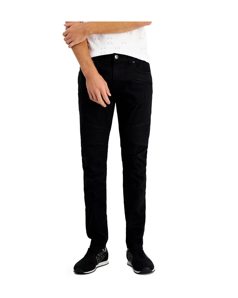 Men's 5 Pocket Moto Skinny Jeans Black $40.12 Jeans