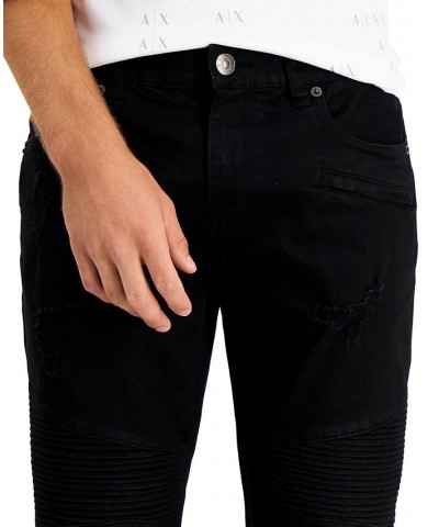 Men's 5 Pocket Moto Skinny Jeans Black $40.12 Jeans