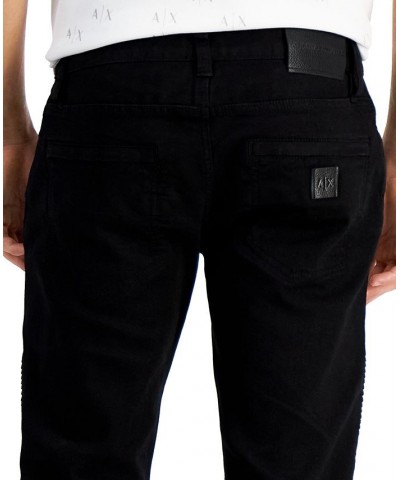 Men's 5 Pocket Moto Skinny Jeans Black $40.12 Jeans