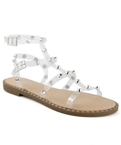 Women's Bayridge Studded Flat Sandals White $15.17 Shoes