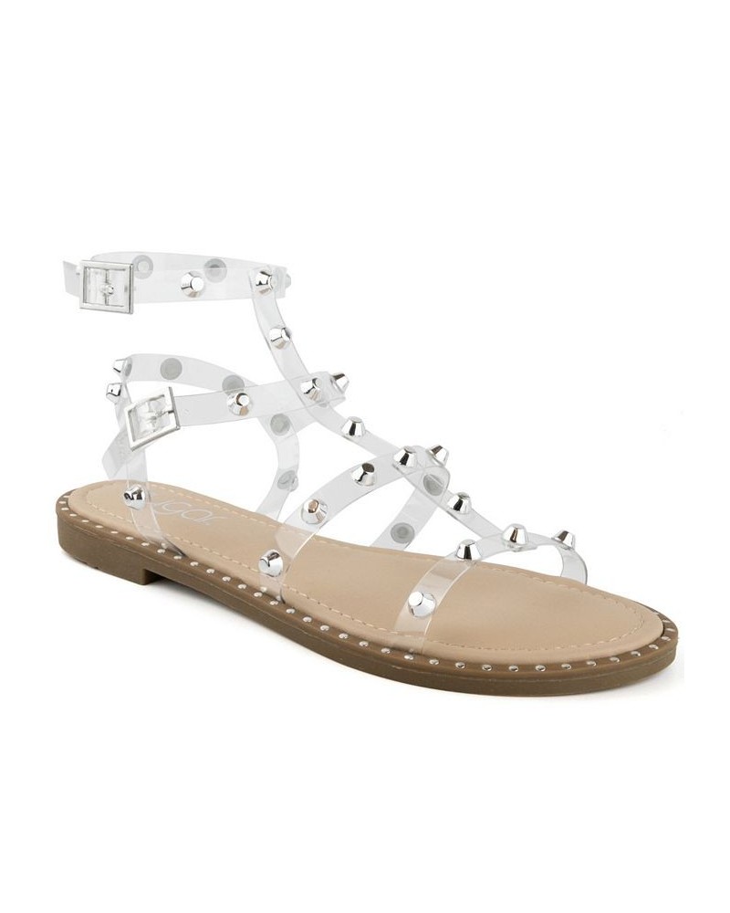 Women's Bayridge Studded Flat Sandals White $15.17 Shoes