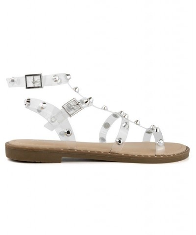 Women's Bayridge Studded Flat Sandals White $15.17 Shoes