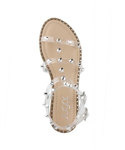 Women's Bayridge Studded Flat Sandals White $15.17 Shoes