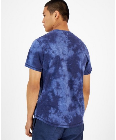 Men's Tie-Dyed Mushroom Patch Pajama T-Shirt Blue $11.19 Pajama