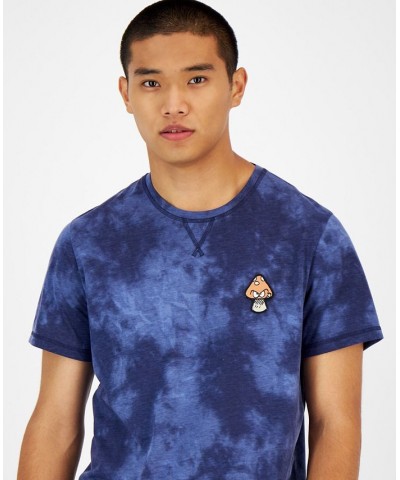 Men's Tie-Dyed Mushroom Patch Pajama T-Shirt Blue $11.19 Pajama