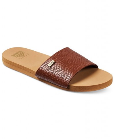 Women's Bliss Nights Slip-On Slide Sandals Brown $14.28 Shoes