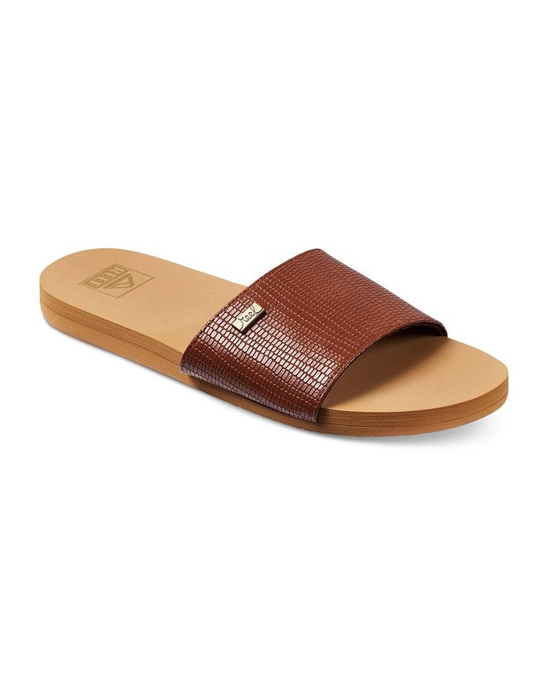 Women's Bliss Nights Slip-On Slide Sandals Brown $14.28 Shoes