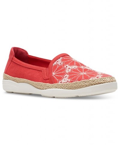 Women's Elaina Harbor Embroidered Jute-Trimmed Flats Red $45.00 Shoes