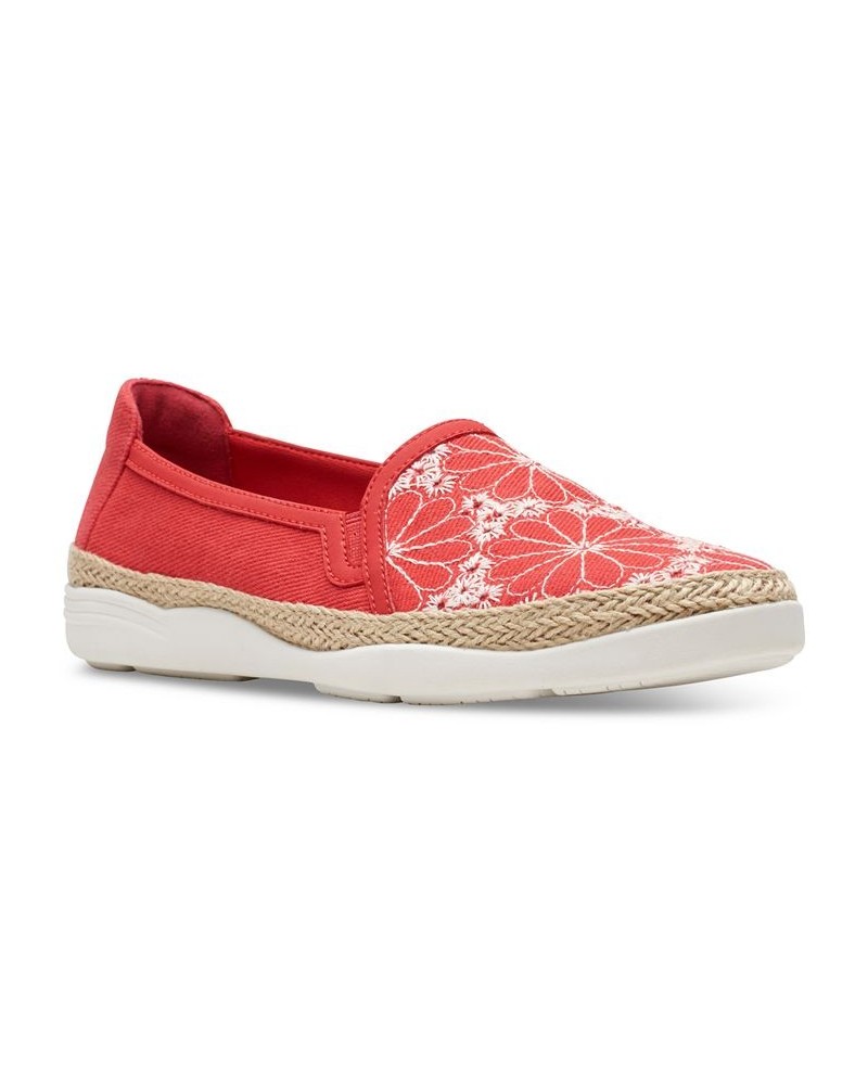 Women's Elaina Harbor Embroidered Jute-Trimmed Flats Red $45.00 Shoes