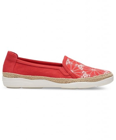 Women's Elaina Harbor Embroidered Jute-Trimmed Flats Red $45.00 Shoes