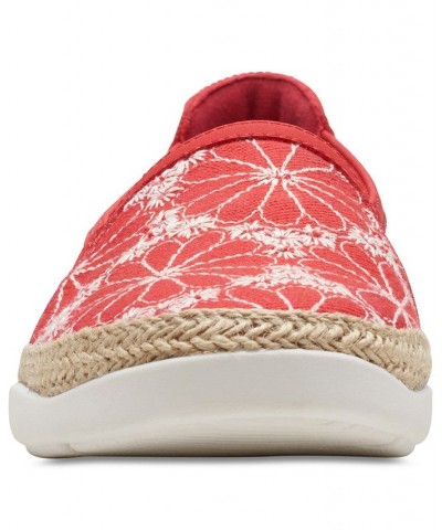 Women's Elaina Harbor Embroidered Jute-Trimmed Flats Red $45.00 Shoes