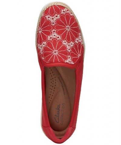 Women's Elaina Harbor Embroidered Jute-Trimmed Flats Red $45.00 Shoes