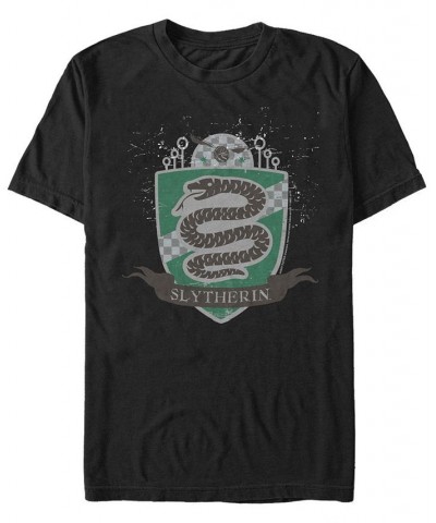 Men's Slytherin Badge Short Sleeve Crew T-shirt Black $19.24 T-Shirts