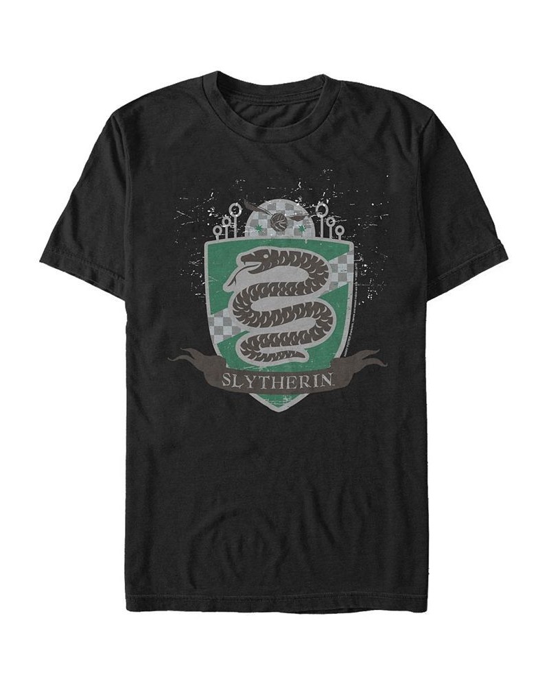 Men's Slytherin Badge Short Sleeve Crew T-shirt Black $19.24 T-Shirts