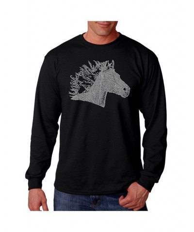 Men's Word Art - Horse Mane Long Sleeve T-Shirt Black $23.19 T-Shirts