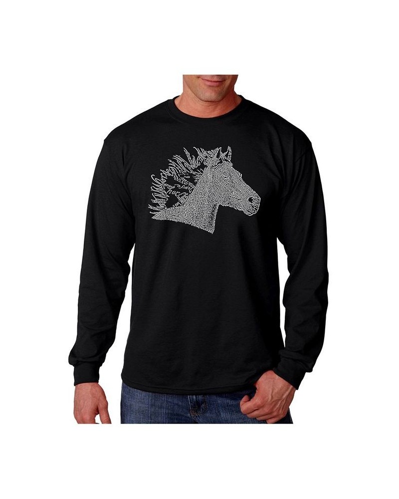 Men's Word Art - Horse Mane Long Sleeve T-Shirt Black $23.19 T-Shirts