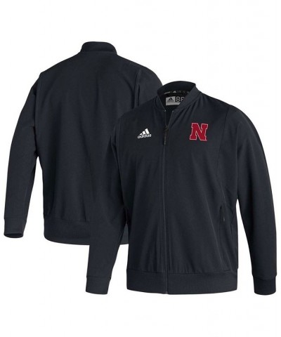 Men's Black Nebraska Huskers 2021 Sideline Woven Primeblue Full-Zip Bomber Jacket $37.95 Jackets