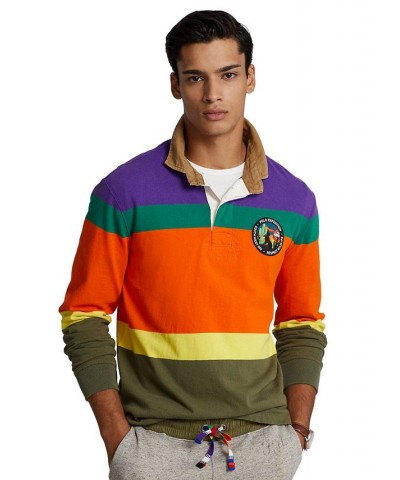 Men's Classic-Fit Striped Jersey Rugby Shirt Purple $43.67 Shirts